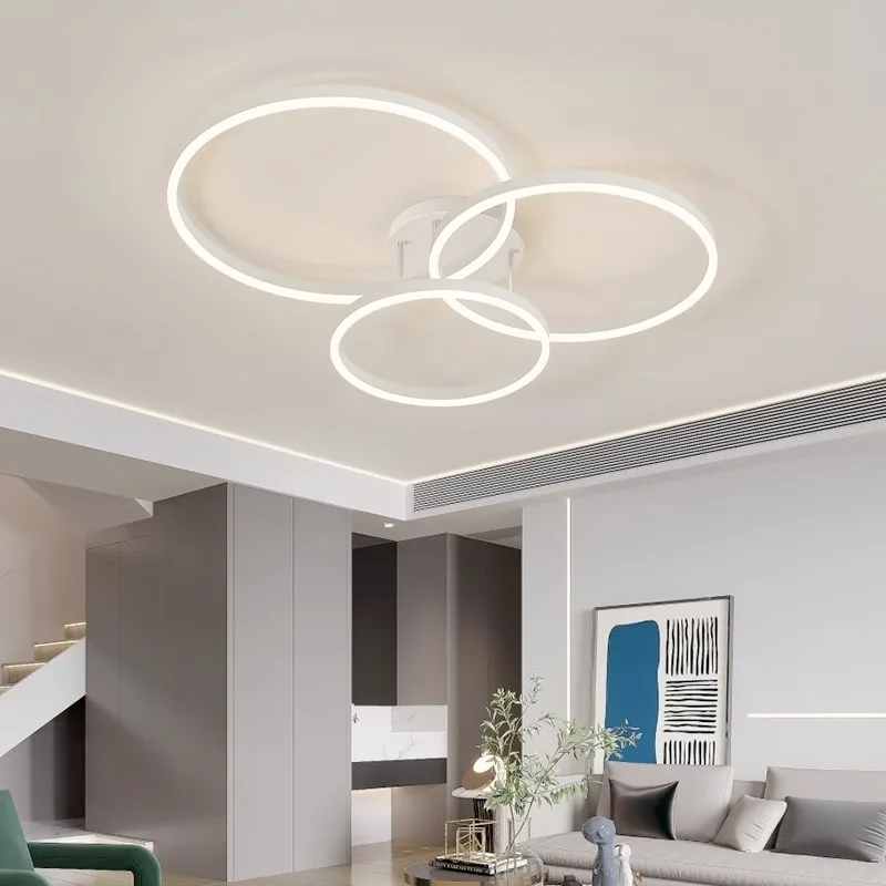 Lámpara de techo Led de anillo redondo minimalista moderno, círculos regulables, lámparas de habitación para dormitorio, luminaria brillante