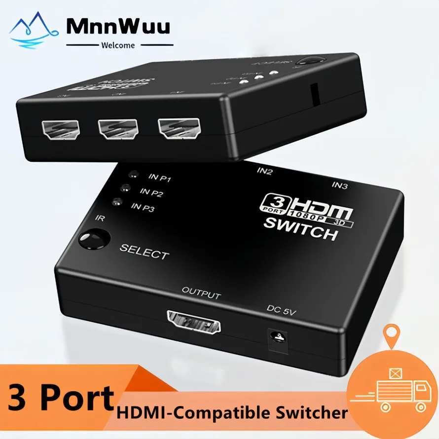 3 Port HDMI-compatible Switch KVM Switches With Remoter 1080P 3D HDMI-compatible 3 in 1 Out VIdeo Switcher For DVD HDTV Xbox PS4