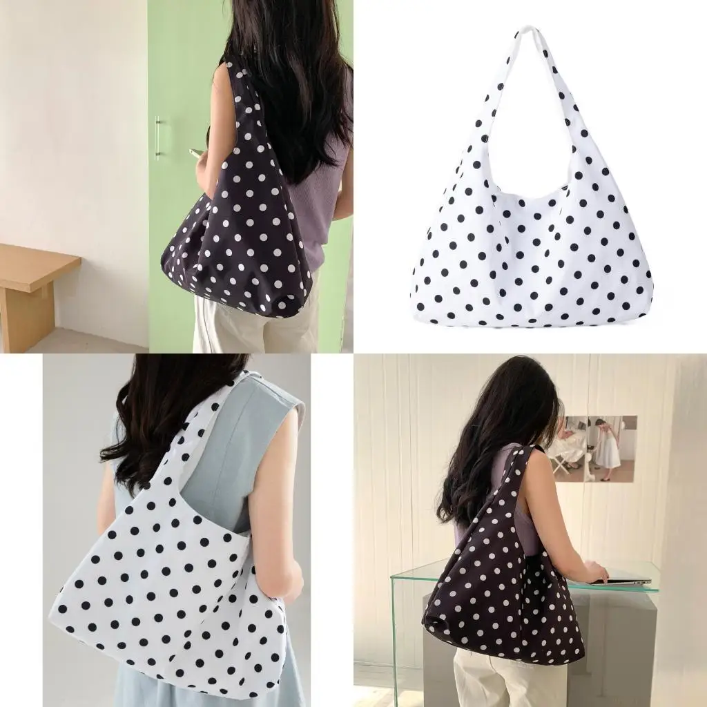 

X90d модная сумка для плеча точка холста для женщин Практическая и стильная сумочка подмышки с просторным интерьером