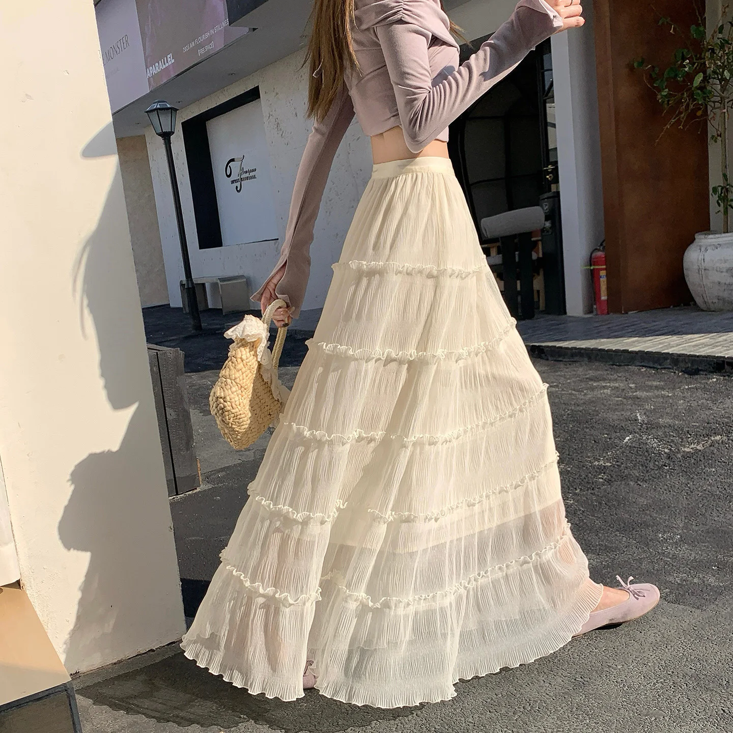 

Элегантная юбка миди А-силуэта для женщин, весна 2026, новый стиль, юбка-«торт» с многослойным дизайном, высококачественная мода