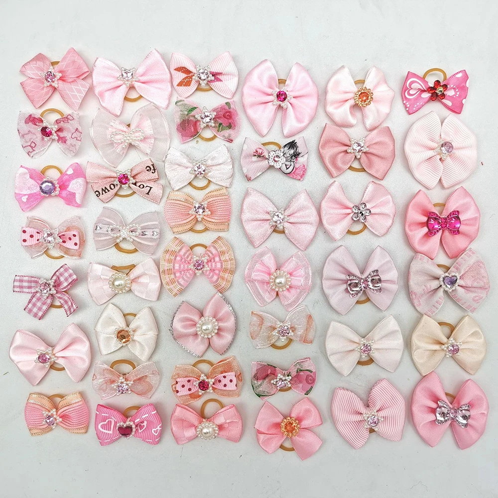 100pcs Pet Grooming Hair Bows Puppy Mix Colours Decorate Hair Accessories for Small Dog Hair Rubber Bands Dog Supplier