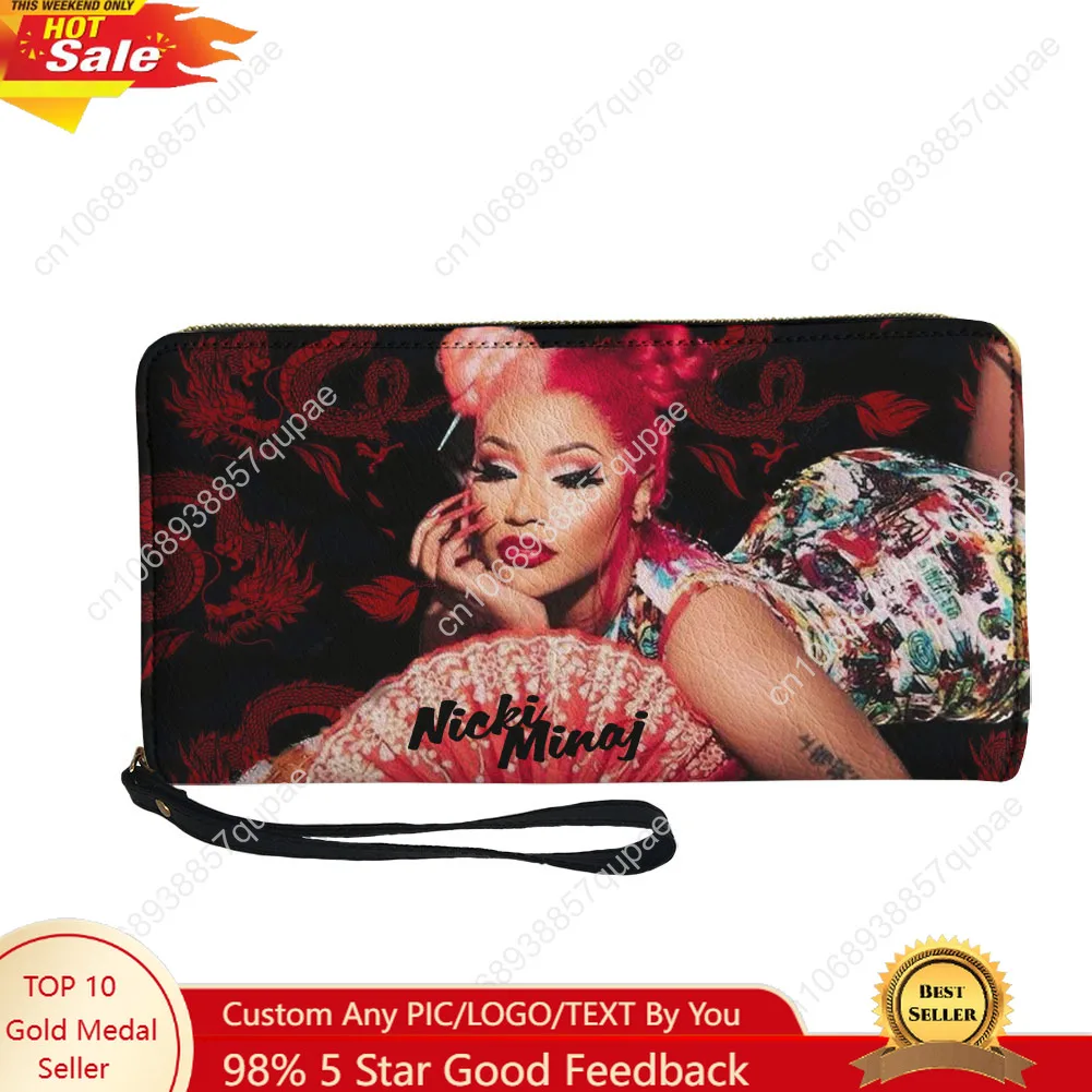 Hot Rapper N-Nicki Minaj Custom Wallet Purse Mens Womens Teenagers Zipper Long Wallets Double Print  Portable Wallet Gift Bag