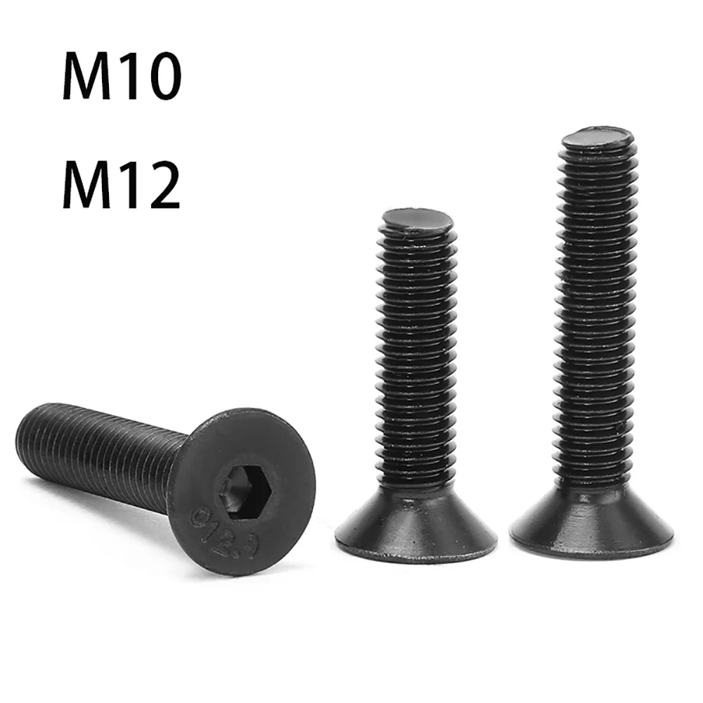 Grade 12.9 Carbon Steel Hex Socket Flat Countersunk Head Screw M10 M12 Allen Drive High Tensile Machine Bolt for Industrial Use