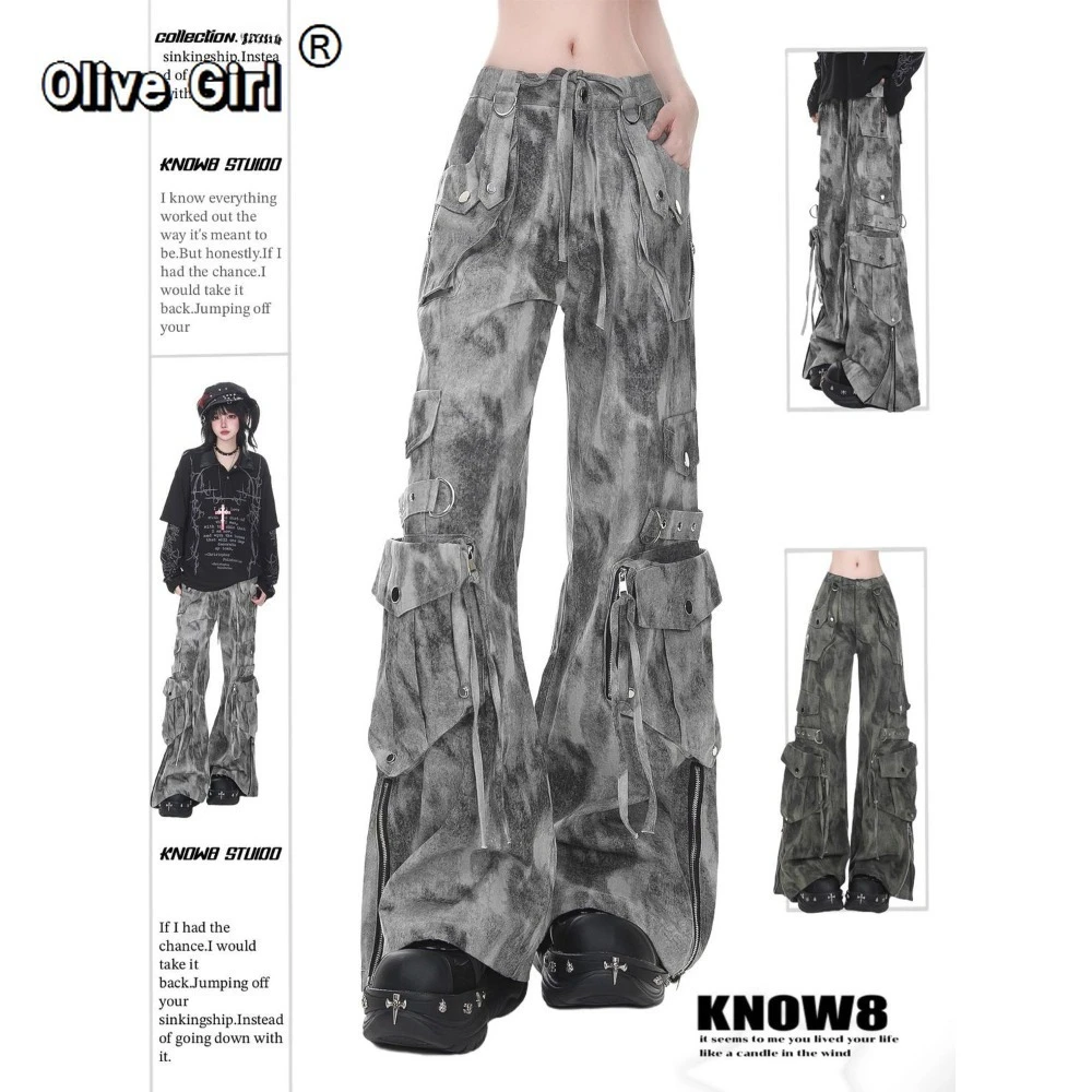 Plus Size High-street Women's Jeans Trousers Women's Denim Pants Vibe Wide-legged Dragging Oversized Hot Sexy Girl Loose Pant