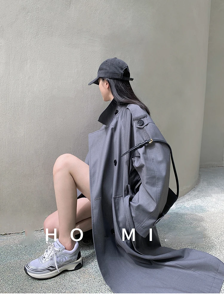 Lautaro Spring Autumn Oversized Khaki Long Grey Trench Coat for Women Double Breasted Loose Casual Korean Fashion Overcoat 2024 28 Sfc31f20594b042708b030eba29874689k