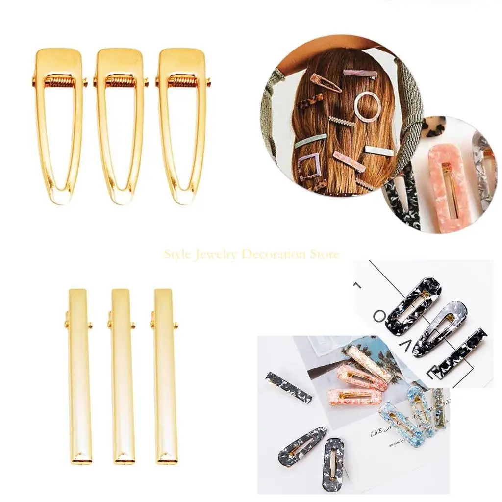 

D46E Hair Clips Metal Flat Duckbill Hairpins Barrette for Epoxy Resin Molds DIY Jewelry Making Mould Accessories