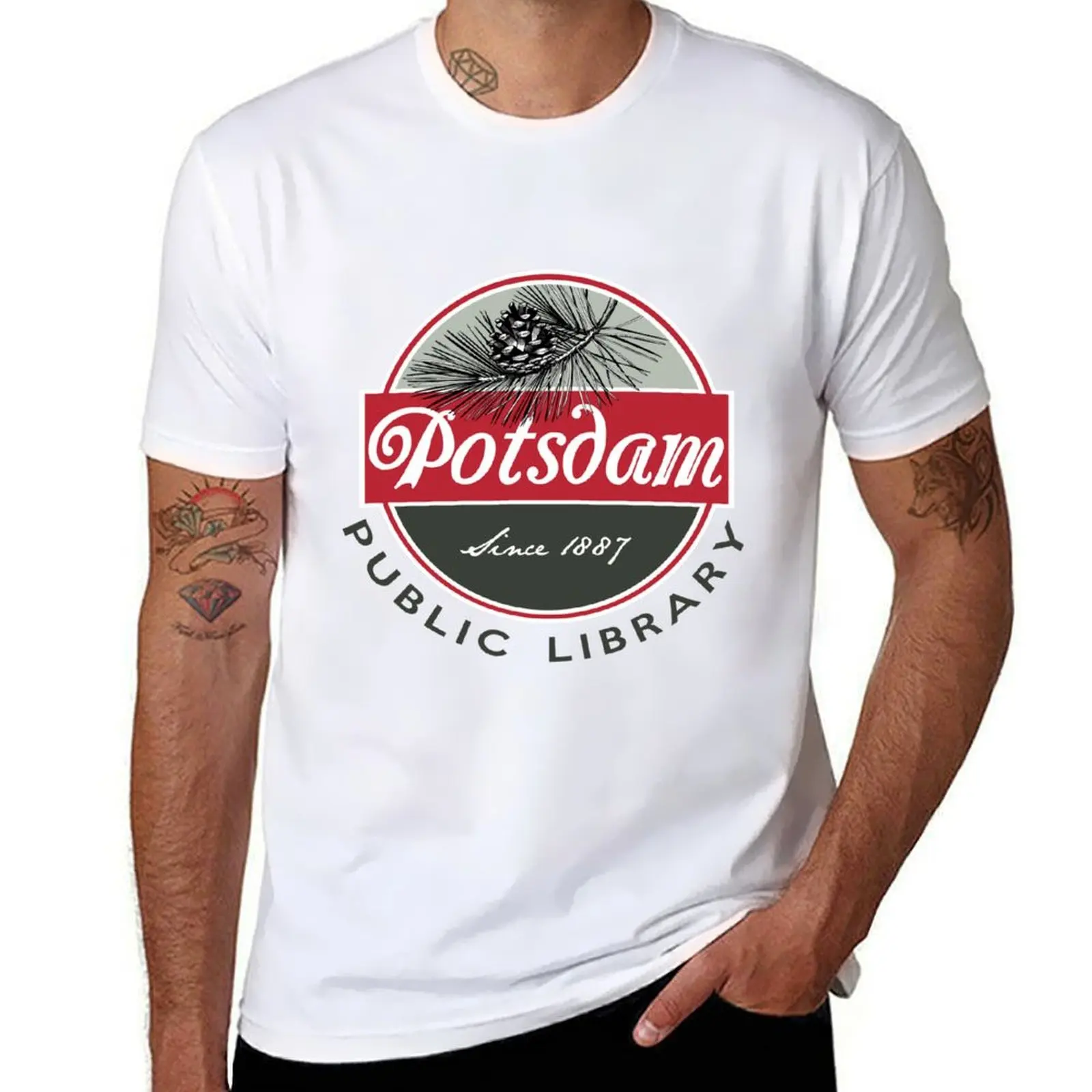 

Potsdam Public Library Logo T-Shirt anime tshirt t shirt man designer cotton t shirt pack T-shirt