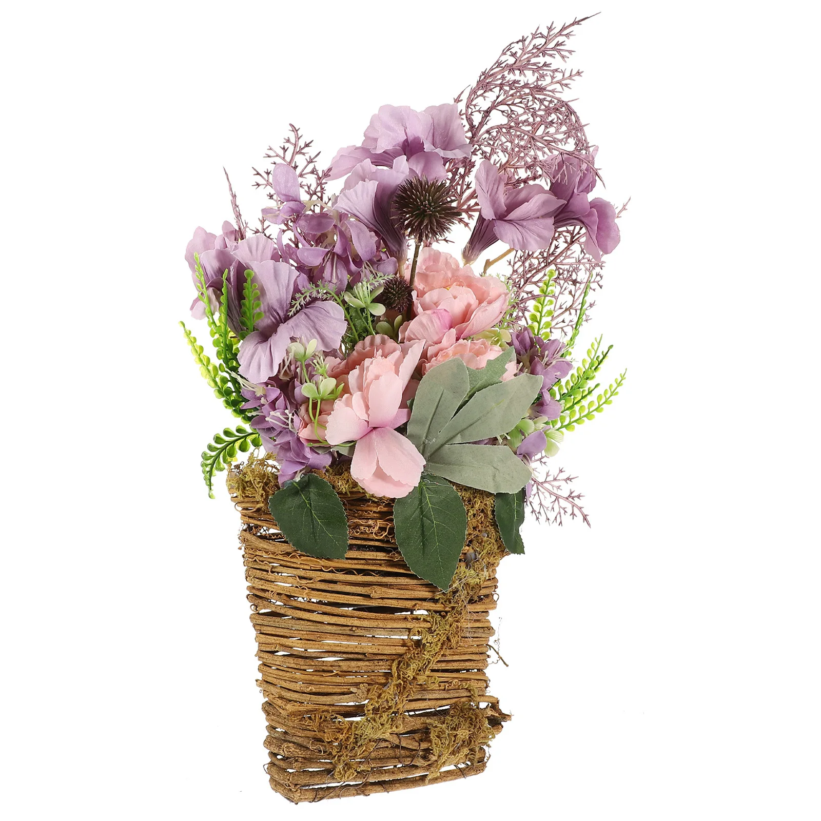 

Wicker Flower Basket Artificial Hanging Plants Simulation for Home Office Front Door Porch Wall Decorative Artificial Flowers