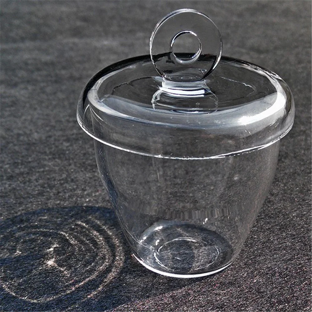 1Pc Lab Glass Quartz Crucible with Lid cover 5-300ML High Temperature Resistant