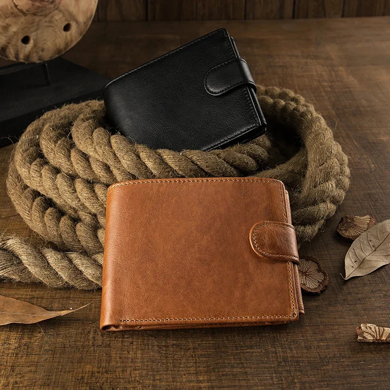 

Simple Nature Genuine Leather Wallet Men's Credit Card Holders Business Short Bifold Cowhide Coin Purse Money Clip