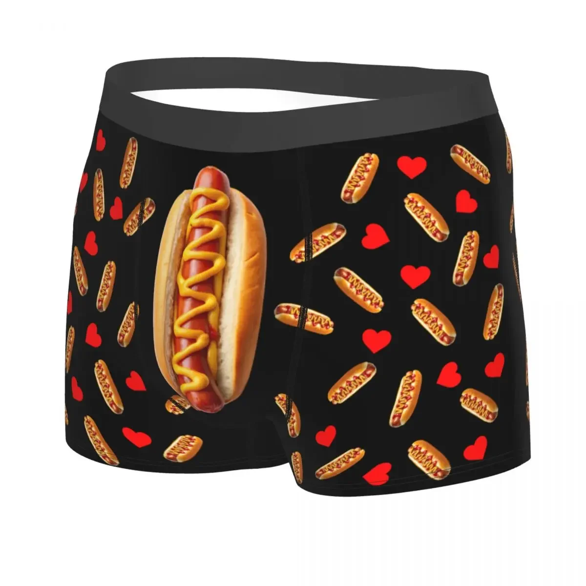 Customization Custom Hot Dog With Hearts Boxers Shorts Men's Personalized Custom Briefs Underwear Cool Underpants