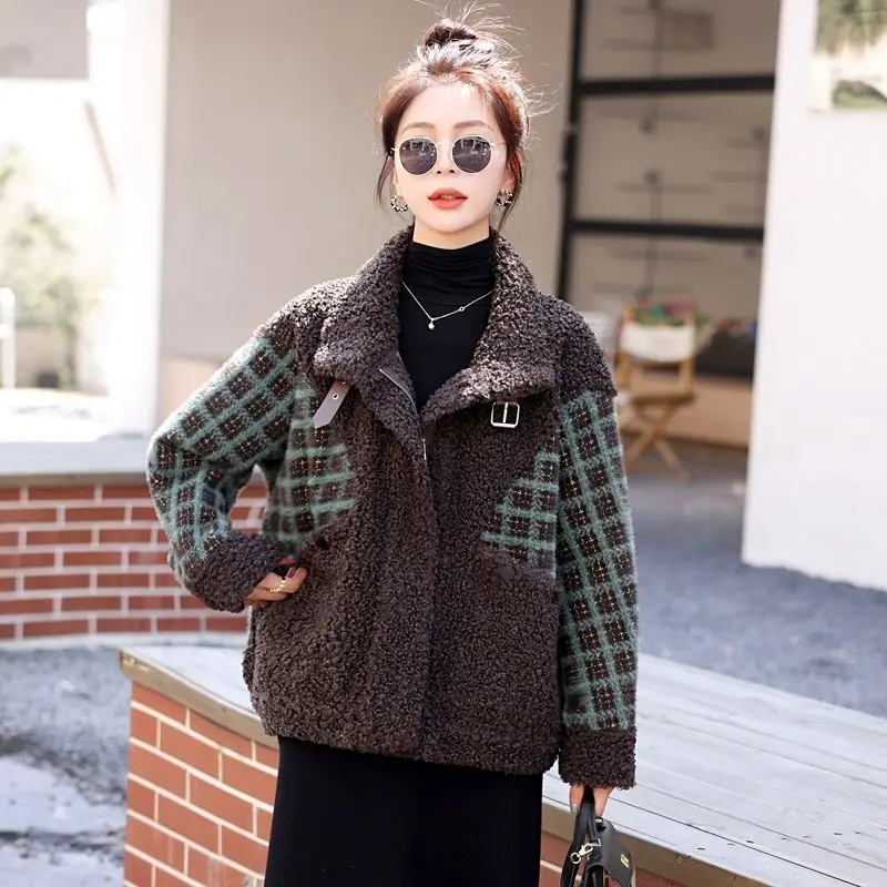 Autumn Winter New Fashion Lapel Simple Korean Version Loose Female Woolen Jacket Fleece Keep Warm Women's Wool Coat