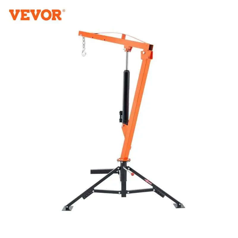 VEVOR 1000 lbs Hydraulic Pickup Truck Crane 360° Swivel Hitch Mounted Crane Hoist with Three Boom for Lifting Goods in Factory