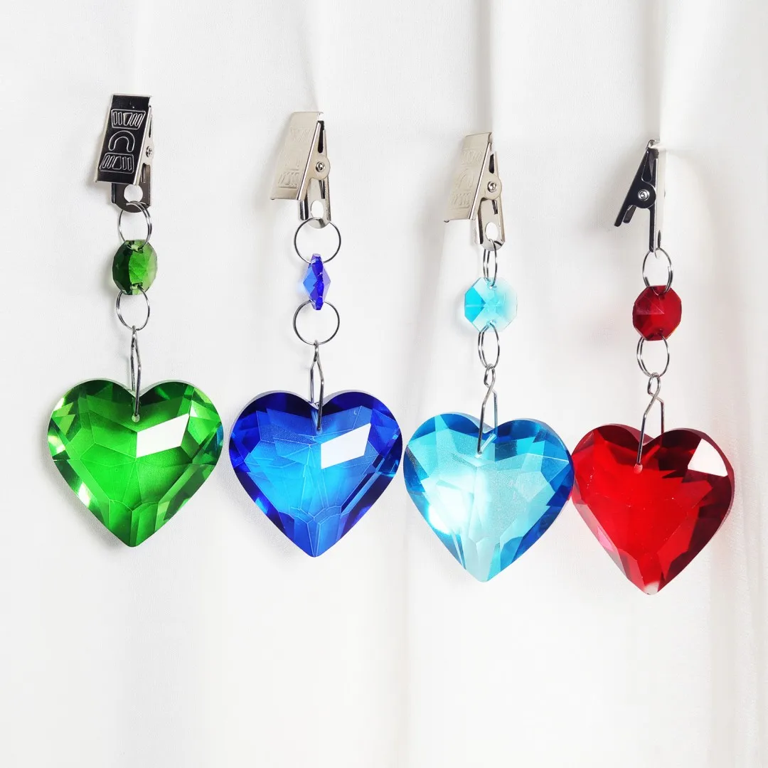 

10pcs Glass Crystal Heart Chandelier Prisms Pendant Rainbow Hanging Crystals Suncatcher for Windows Home Decoration