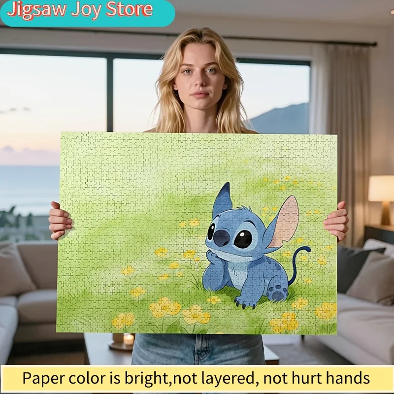 1000 قطعة لغز ديزني بيبي ستيتش ميدو |   لعبة كرتونية لطيفة لتخفيف التوتر للبالغين، ديكور جداري بدون إطار للاستخدام الداخلي