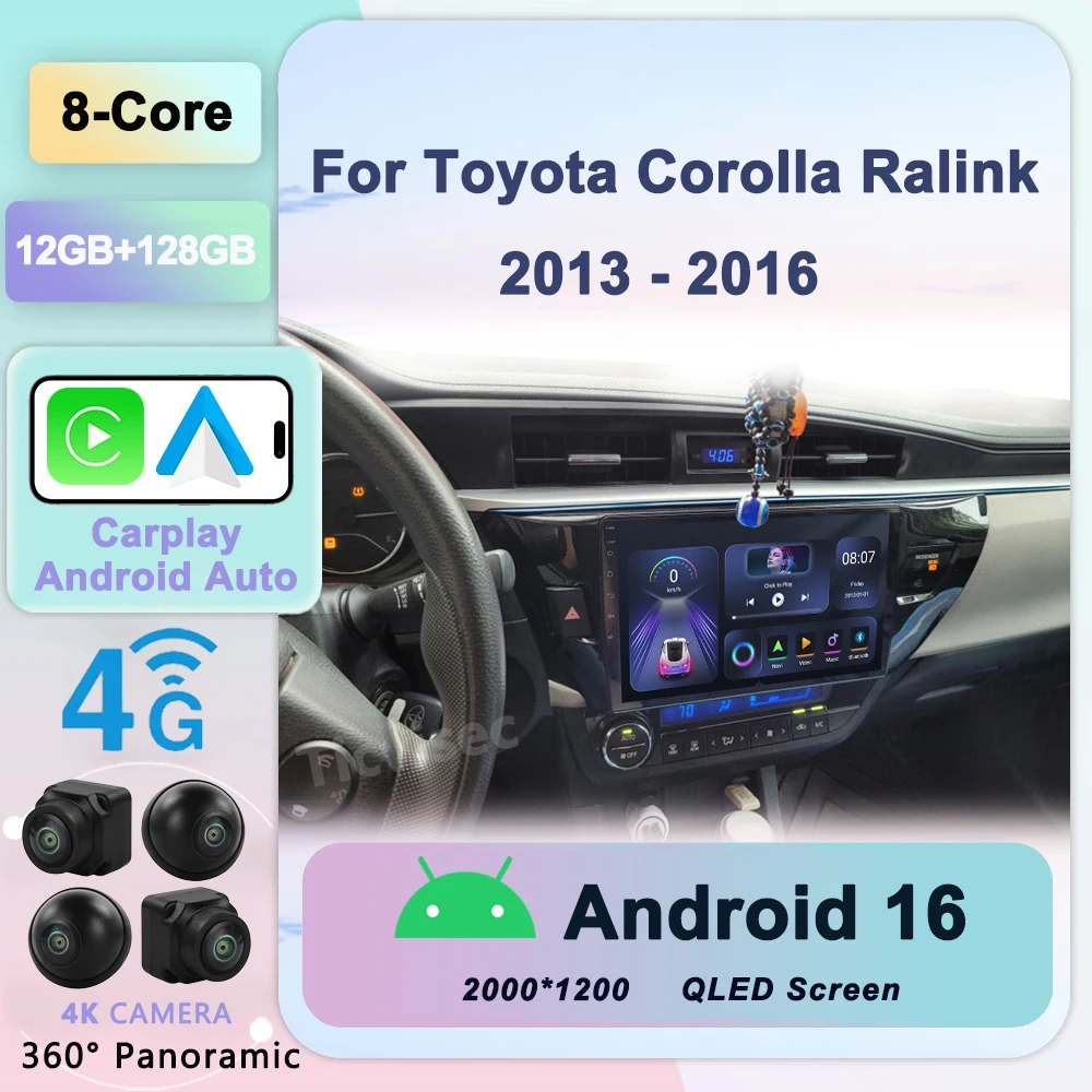 

Android 16 2 Din Car Radio for Toyota Corolla Ralink 2014-2016 Multimedia Video Player Navigation MP5 Stereo Carplay Head Unit
