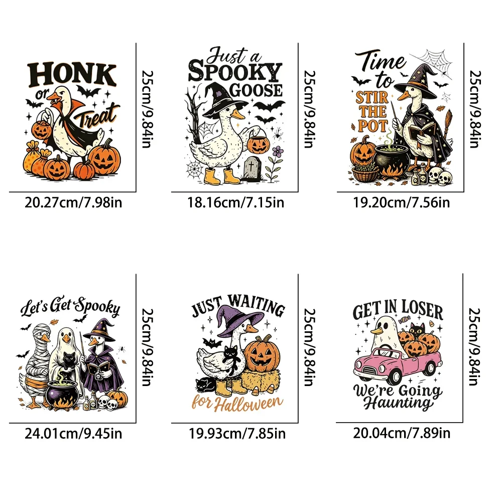 6Pcs Dark Halloween Heat Transfer Vinyl Iron On Stickers, Easy Iron-on, Multi-scene Use for Clothes, Hats & Pillows