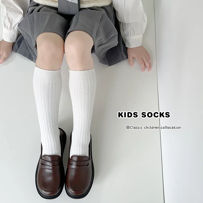 

Children Socks College Style JK Lolita Long Socks Casual Black White Grey Color Fashion Sock Soft Cotton Spring Autumn Calf Sox
