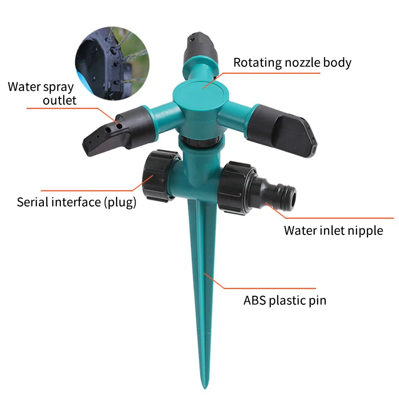 Espigão de Irrigação Automática com Haste de Pulverização Multi-Furos, Sistema de Irrigação Ajustável para Jardins Internos e Externos, Gramados e Hortas