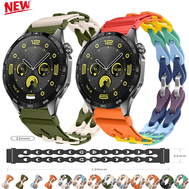 20 22 mm Silikonarmband für Huawei GT4, modisches Skelettband für Samsung Watch7, kreatives Universalarmband, Einzel- und Doppelstrang