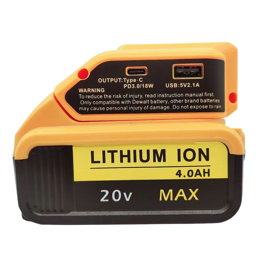 Imagem -02 - Adaptador de Bateria Dcb090 para Baterias de Lítio Dewalt 14.4v a 20v Max xr Carregador Usb Tipo-c Power Source Acessórios para Ferramentas Elétricas