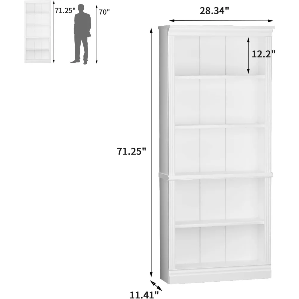 

Bookcase Bookshelves, 5-Shelf Tall Bookcase 71" Wood Open Display Floor Bookshelf, Large Storage Organizer