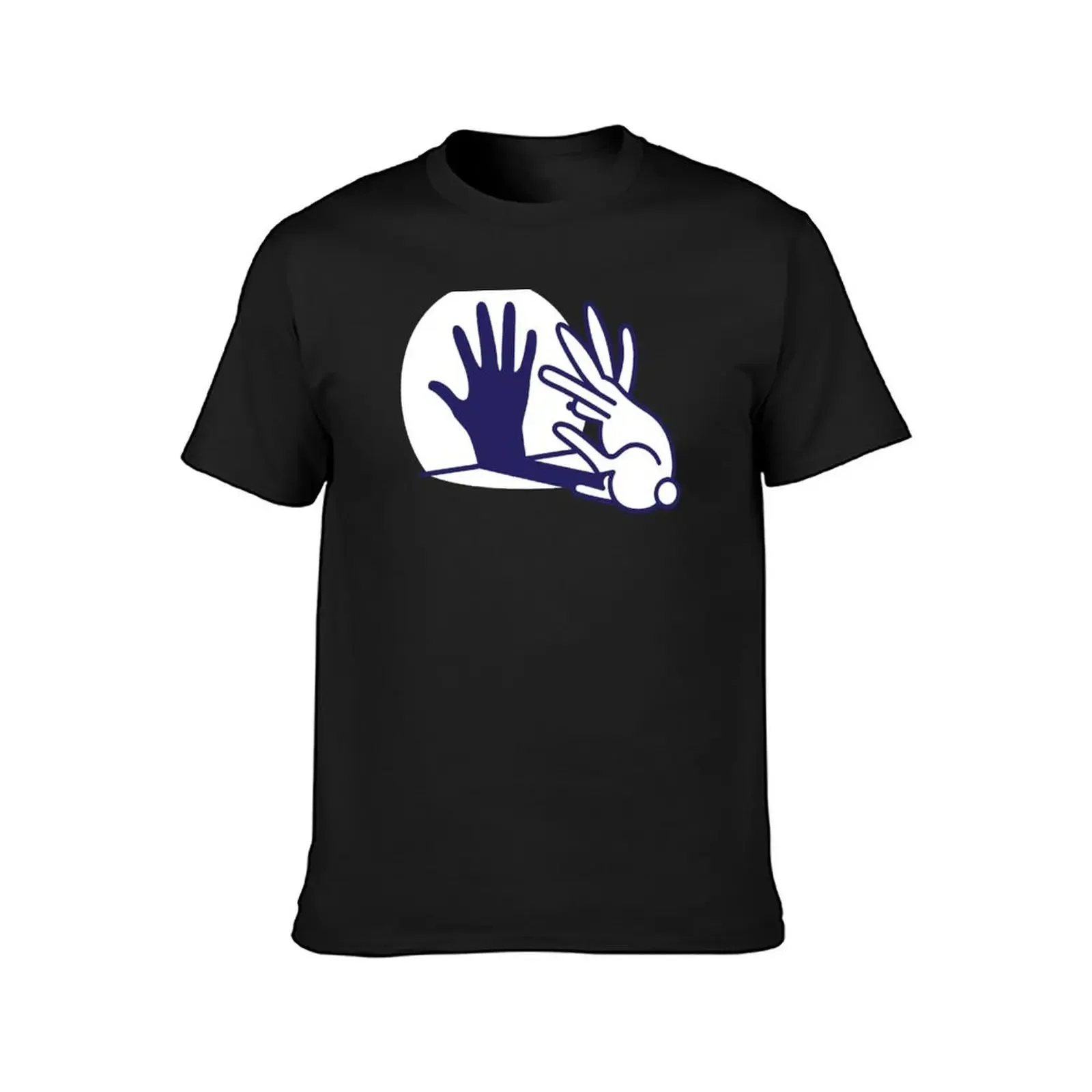 hand shadow rabbit T-Shirt cotton graphic tees heavyweights plain black t shirts men