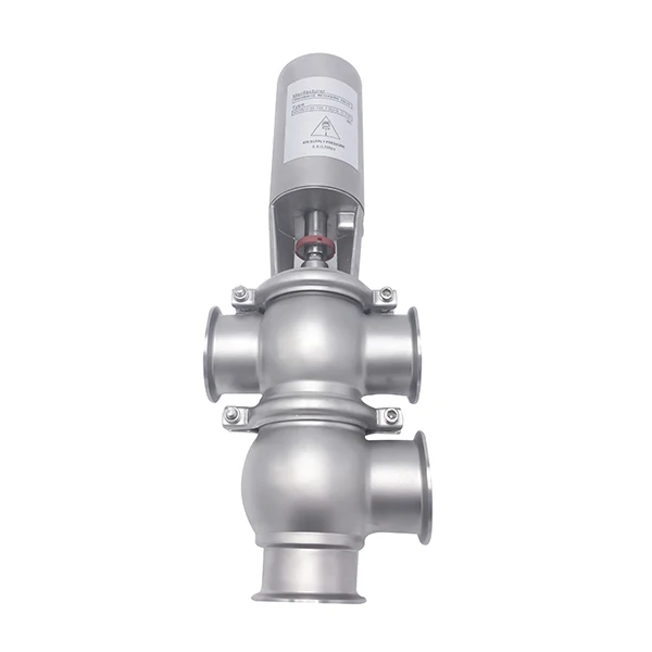Wenzhou Compass Pneumatic Stainless Steel SS316 Clamp Divert Seat Valve Sanitary Control Valves for Fluid Equipment