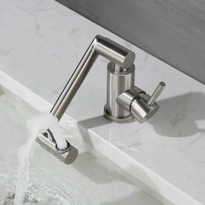 

FREE SHIPPING 304 Stainless Stee Bathroom Faucet Basin Faucet Spin 360 Rotate Deck Mounted Mix Tap