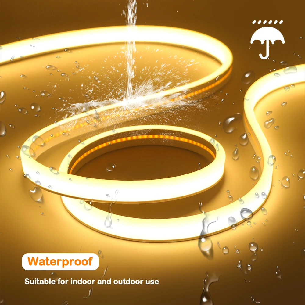 DC 24V COB Solar Neon Strip LED Lights 6X12MM 320LEDs Waterproof IP68 Flex Warm White Natural Double-sided Glow Linear Lighting