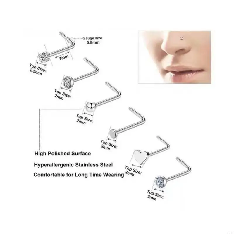 36 Pcs for Titanium Steel Nose Rings Nose Piercings Jewelry Nose Rings Hoops Nose Studs Screw for Women Men