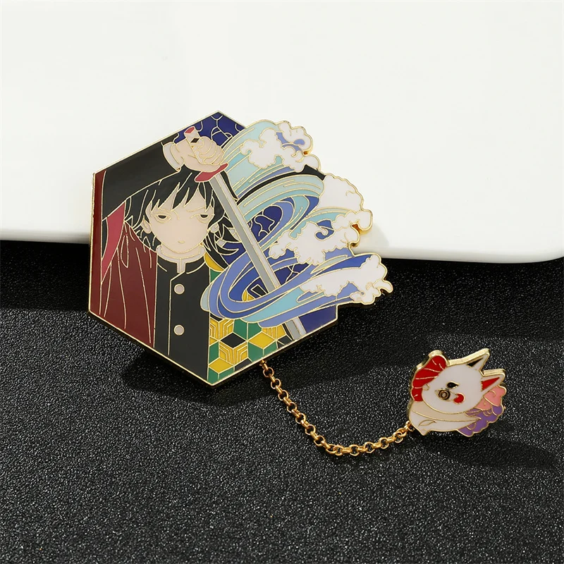 Japanese Anime Manga Demon Slayer Hard Enamel Pins Badge Cartoon Character Badge Kimetsu No Yaiba Brooch Backpack Badge view 5