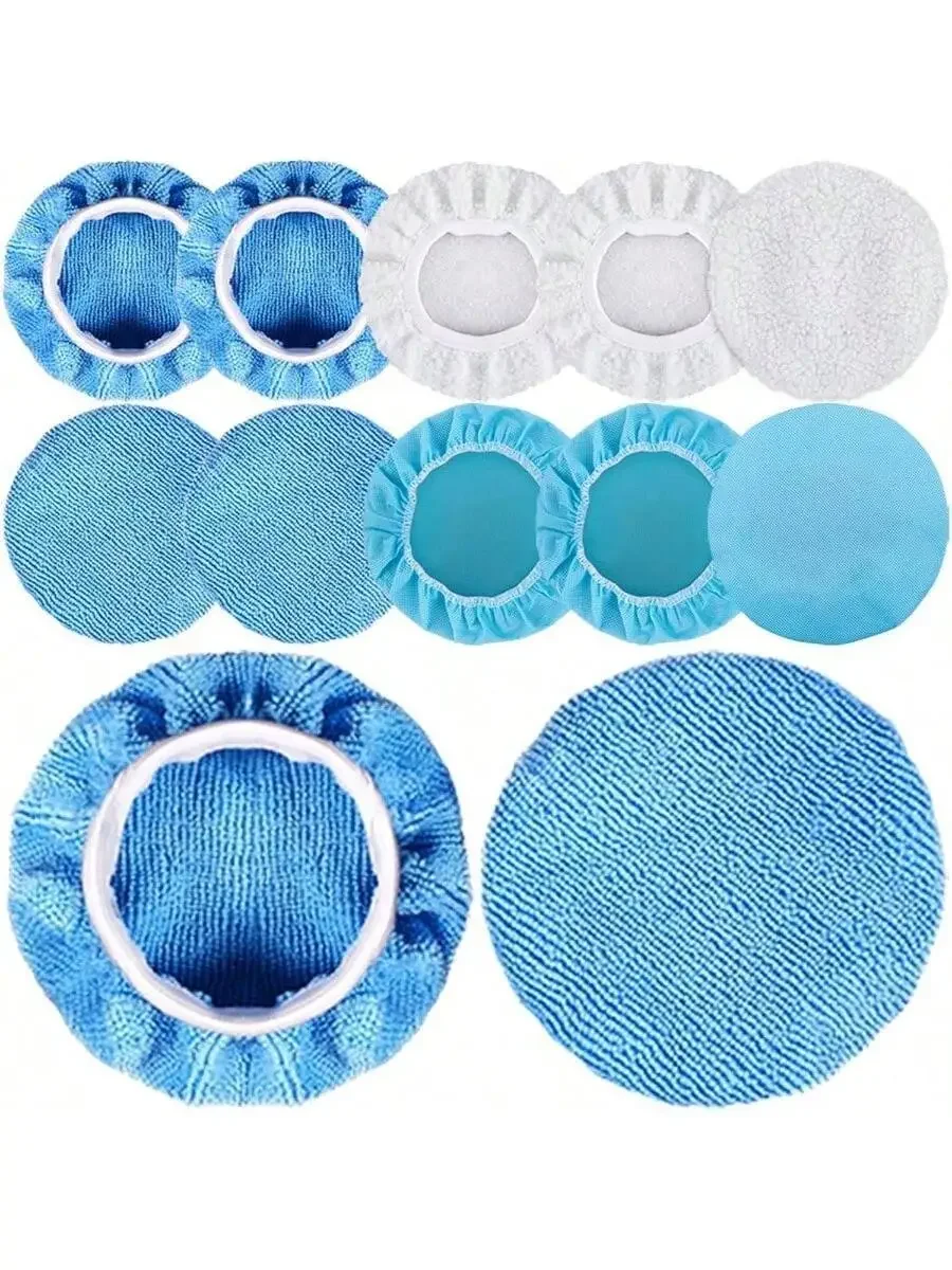 12 Pieces Car Polisher Pad Bonnet 5 - 6 Inch Polishing Bonnets Microfiber Waxer Bonnet Polishing Pad Bonnet Buffing Pad Cover