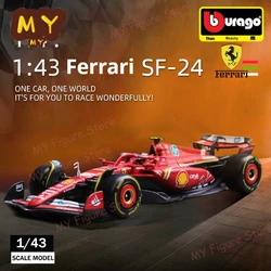 Jouet de collection de voiture en alliage moulé sous pression, 1:43 Bburago Ferrari SF24, couverture rigide SF-24 F1 16 # Leclerc 55 # Sainz Formula 1, modèle de voiture, nouveau