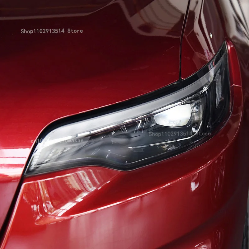 

For Cherokee KL 2019-2021 Accessories Car Headlight Protective Film Headlamp Restoration Transparent Black TPU Car Light Sticker