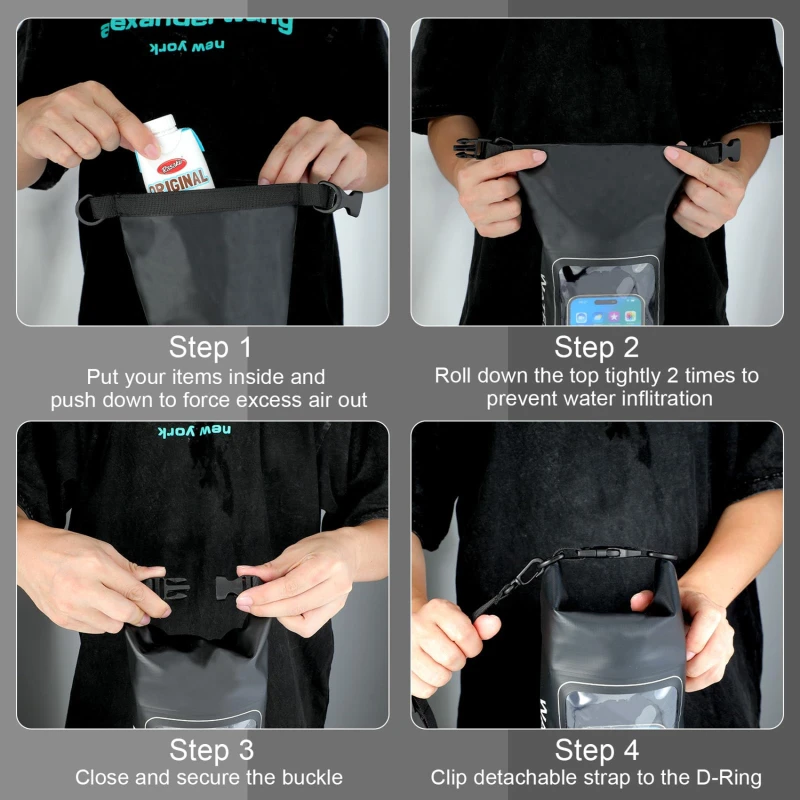 2L حقيبة جافة شاشة تعمل باللمس أكياس مقاومة للماء للسباحة والرحلات الانجراف تجمع تصفح حقائب رياضية خارجية معدات التخييم #3