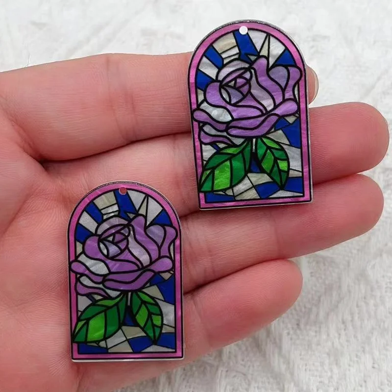10pcs Square Flower Charms for DIY Jewellery Making