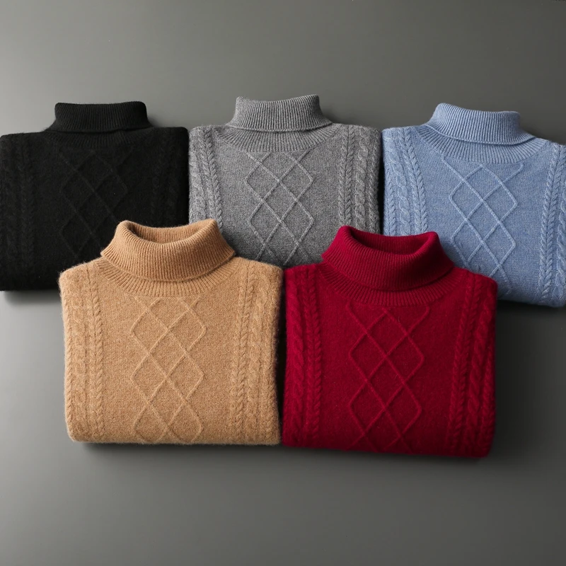 Keuze Mannen 100% Pure Kasjmier Truien Trui Dikke Tops Herfst Winter Klassiekers Coltrui Truien Smart Casual Mannelijke Kleding