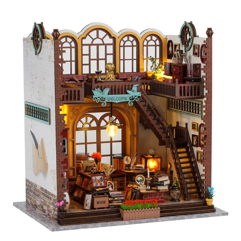 Diy Magic Book House Casa Wooden Miniature Building Kits Doll Houses With Furniture Light Dollhouse Toy For Girls Birthday Gifts