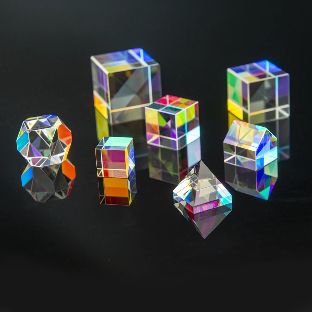 15mm 18mm 20mm 23mm RGB X Cube Prism Cross Dichroic Physics Teaching Polyhedron Small House Pyramid Decoration Rainbow Lens