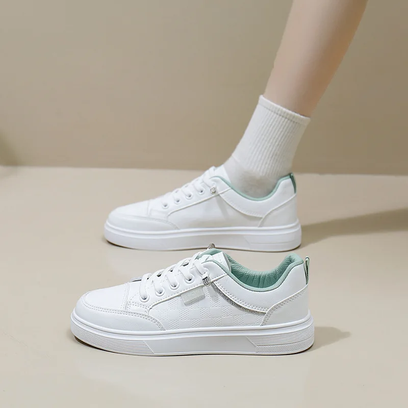 

White Shoes Women Spring 2024 Sneakers Versatile One Kick Casual Running Shoes Flat Leather Shoes Sneakers Women Luxury