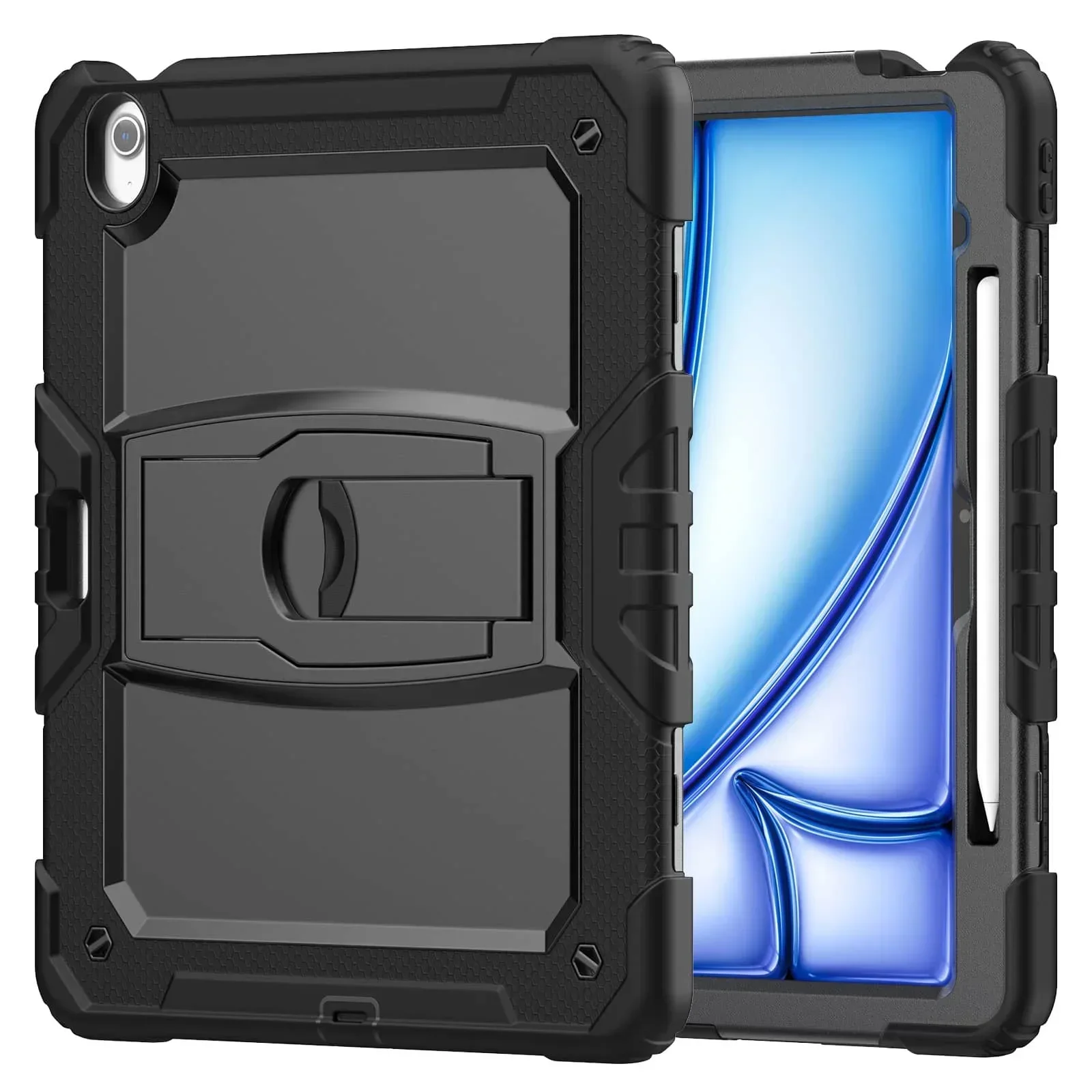 Heavy Duty Cases for Apple iPad Air 13-inch M2 2024 Air 13 M3 2025 with Kickstand Function & Lanyard Holes Shockproof Cover