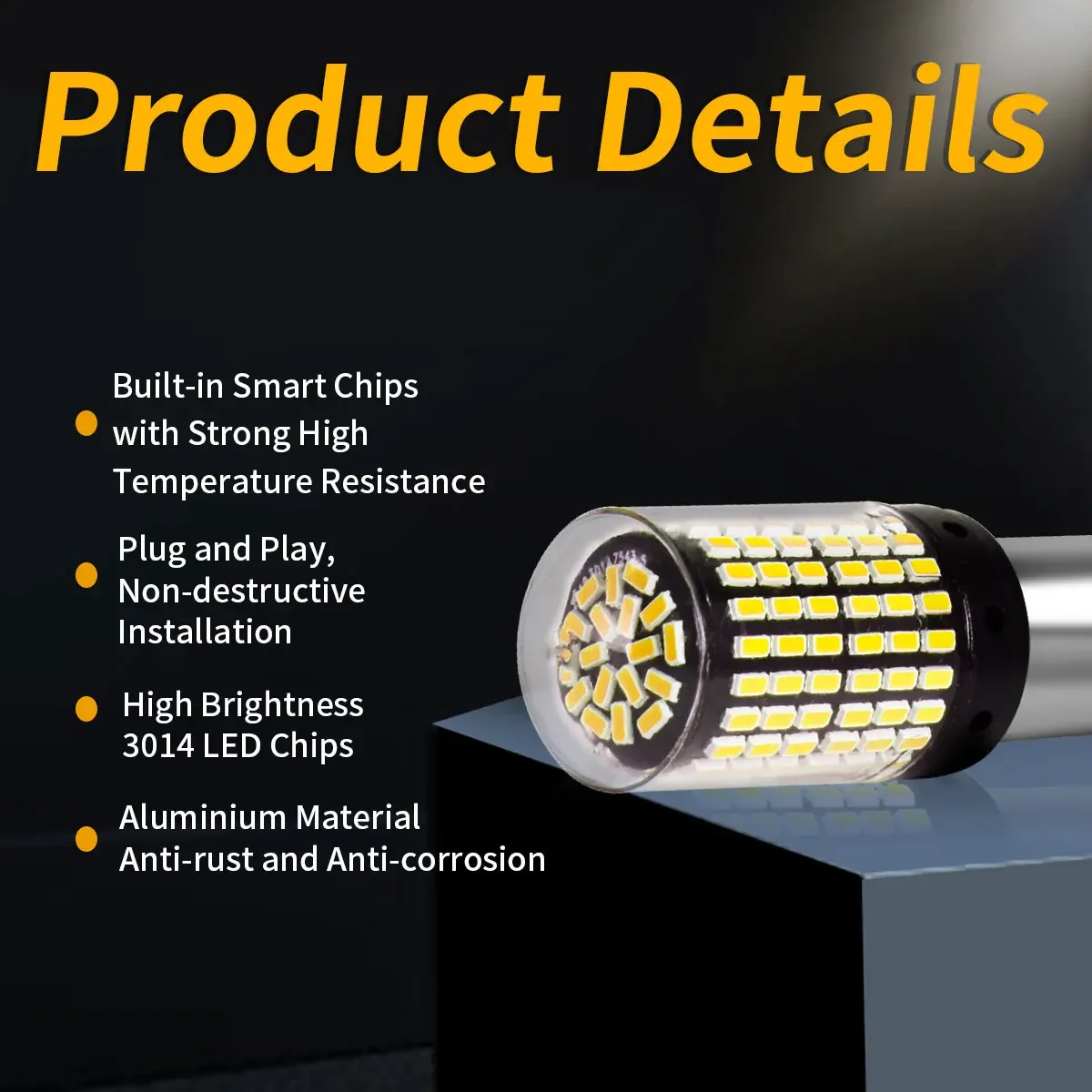 TCYATO  2PCS BAU15S 7507 Turn Signal Light PY21W 5009 Canbus No Error Led Bulb Amber Blinker 144 Lamp 3014 High Brightness Chip