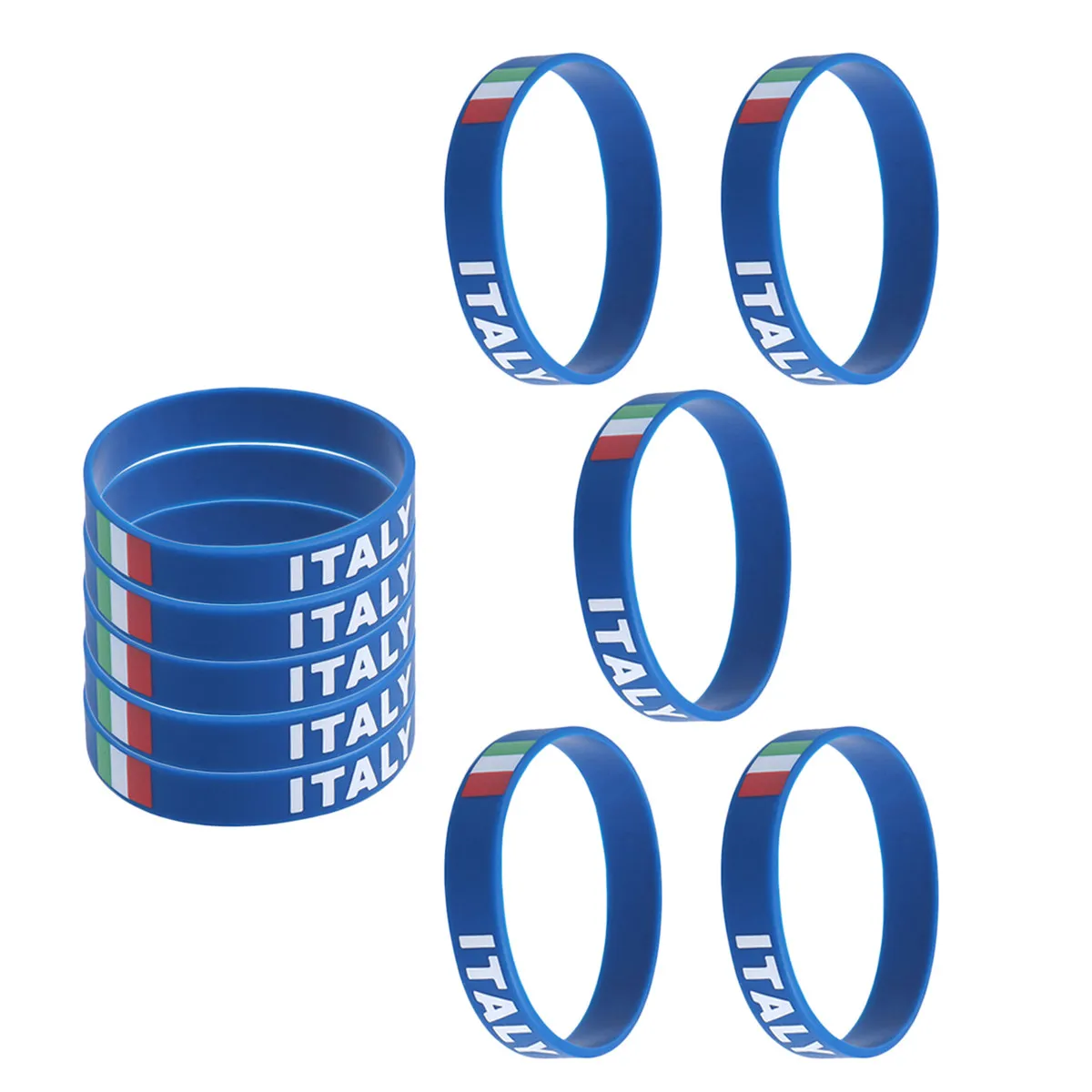 10Pcs Environmental Silicone Wristbands Country Flag Printed Bracelets One Size Fits Most Sports Football Game Accessories