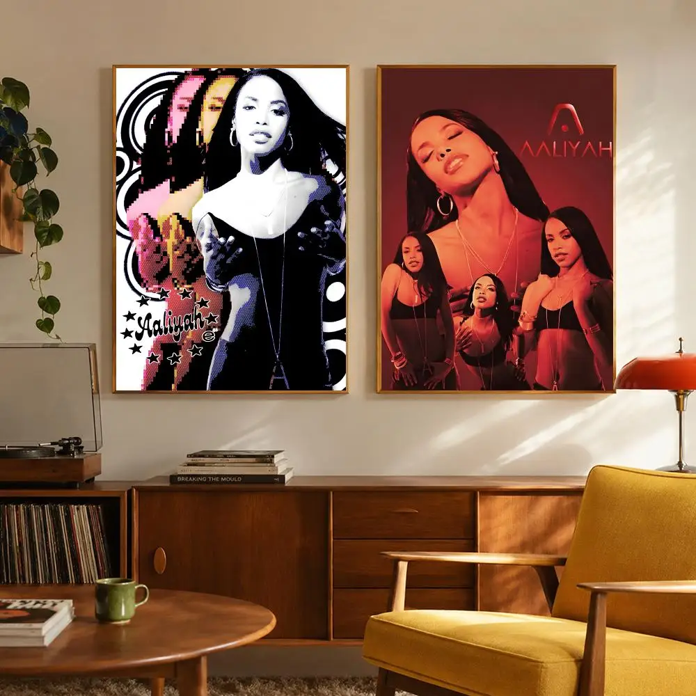 R&B Singer Aaliyah Poster Digital Solvent Print Waterproof PP Fade-Resistant Wall Art Room Decor Gift