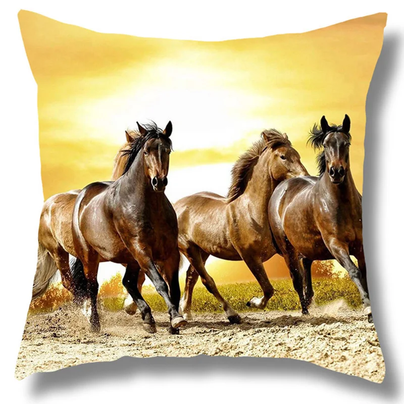 45x45cm Printed Cushion Cover Horse Home Decoration Pillowcase Car Sofa