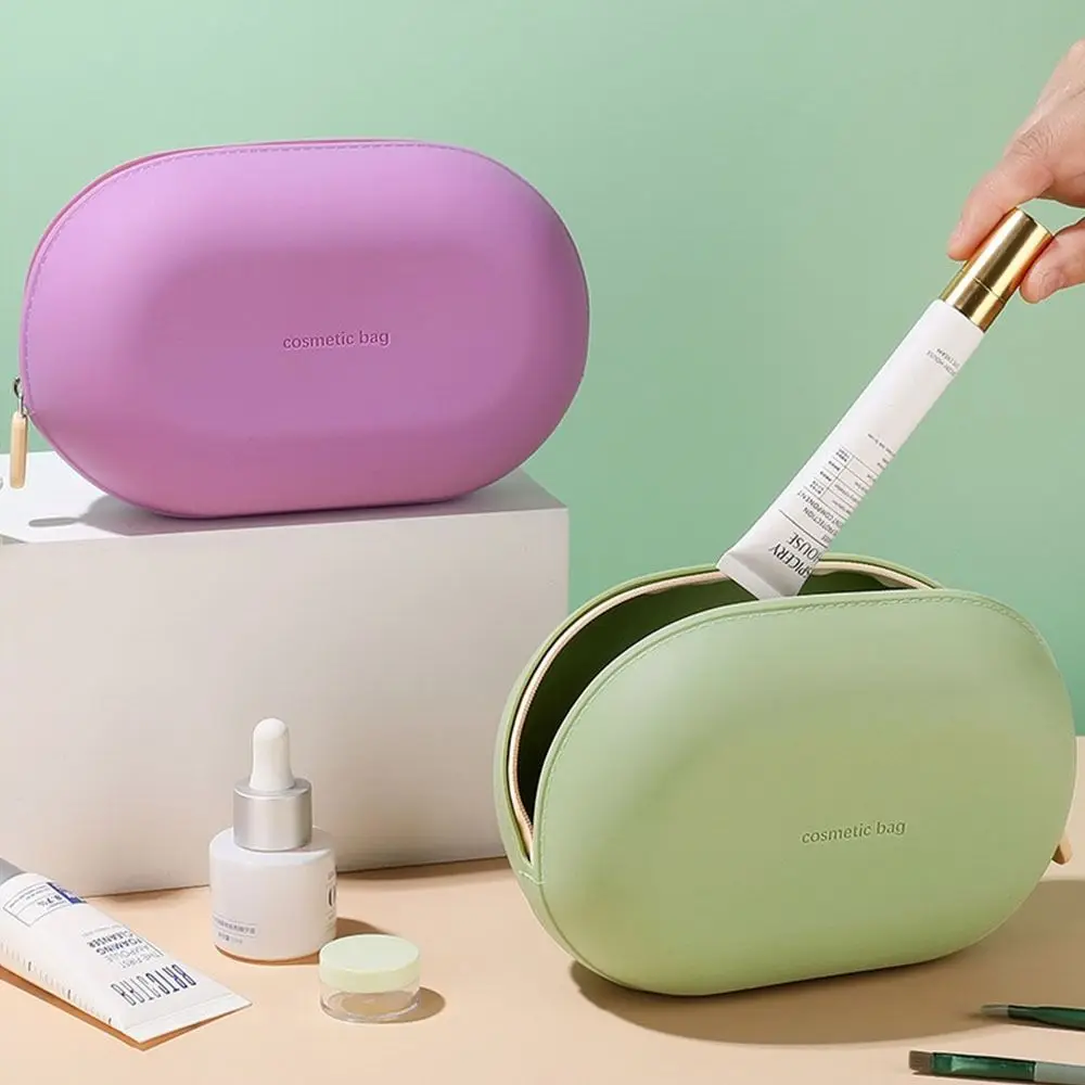 حقيبة مستحضرات التجميل المصنوعة من السيليكون ذات سعة كبيرة، مقاومة للماء، موفرة للمساحة، حقيبة تخزين للسفر، حقيبة مكياج مقاومة للغبار وسحاب للإغلاق #2