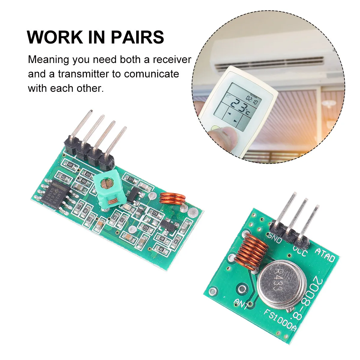 10Pcs 433Mhz Wireless Transmitter Receiver Module Kit Professional Stable High Frequency Transceiver Module for Remote Control