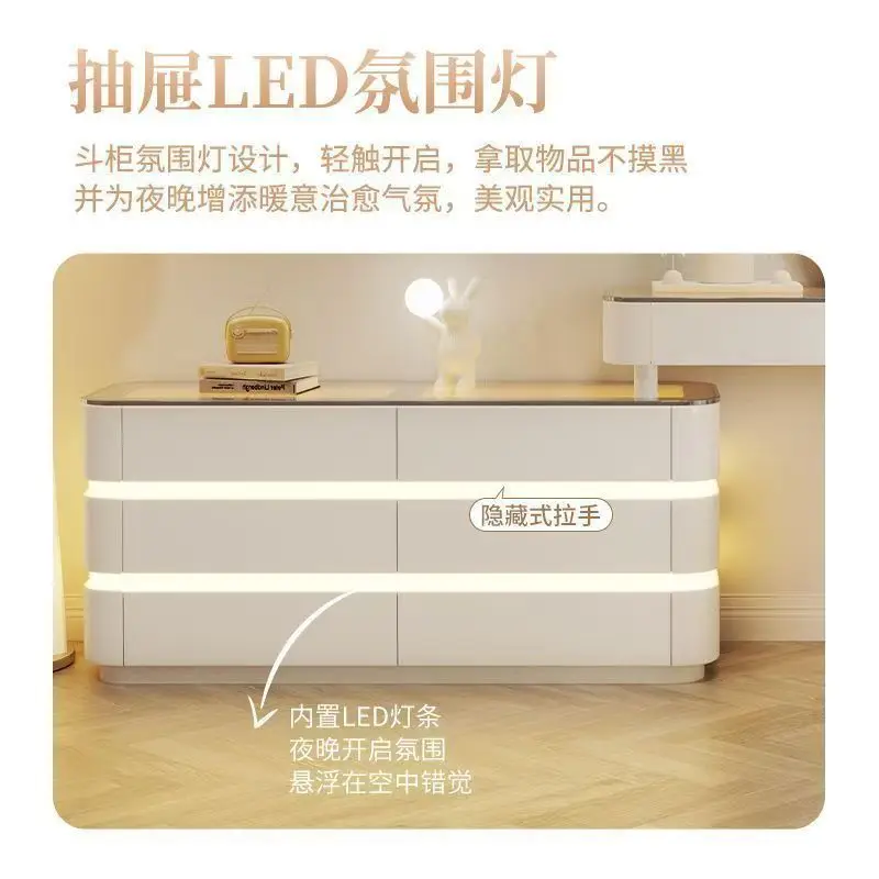Mirror dresser home bedroom high-end sense chest cabinet integrated makeup table simple solid wood makeup table
