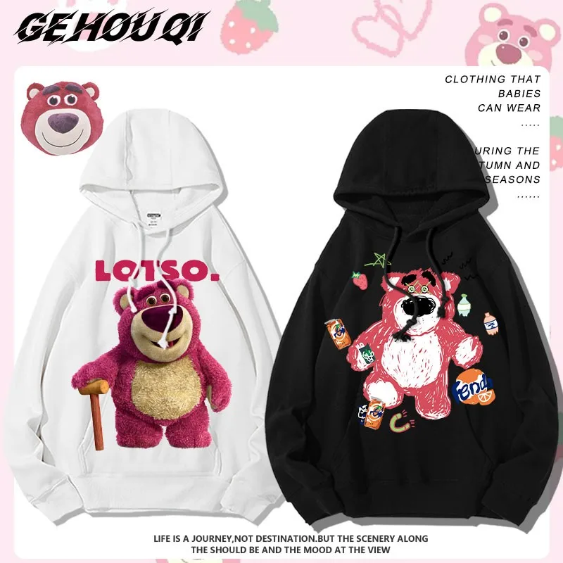 

Lotso Strawberry Bear Co-coat Female Disney Toy Story Cartoon Peripheral Hoodie Girls Clothing Cotton